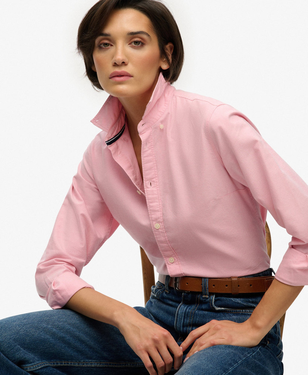 Slim Oxford Long Sleeve Shirt | City Pink Chambray Oxford