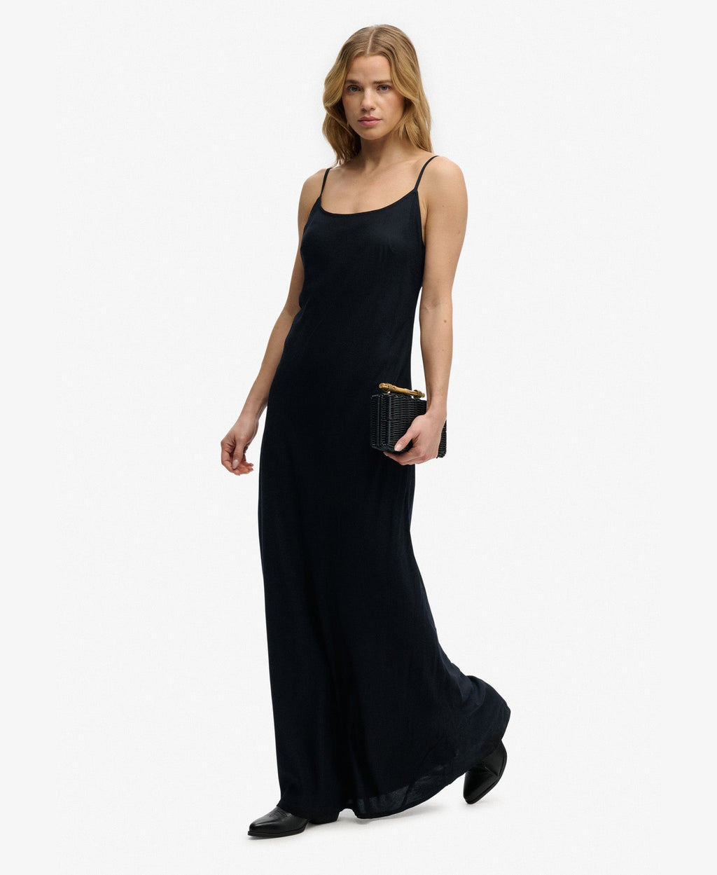 Bias Slim Fit Cut Maxi Slip Dress | Black