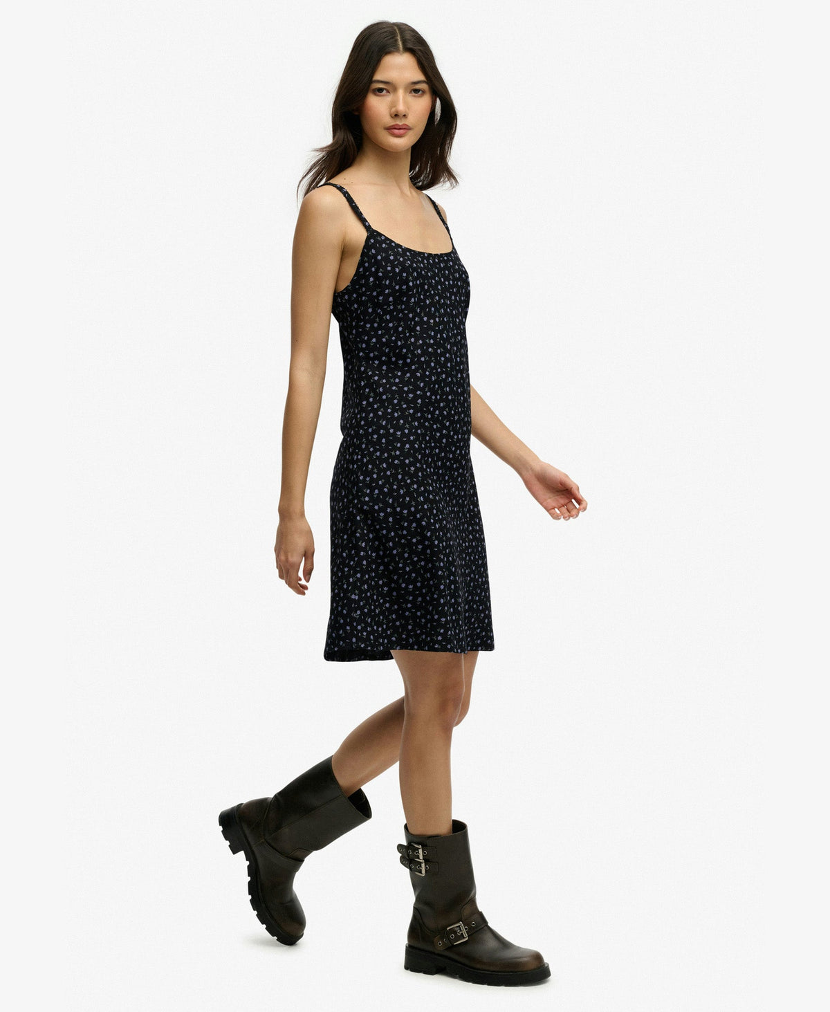 Printed Slim Fit Cami Mini Dress | Black Ditsy Floral