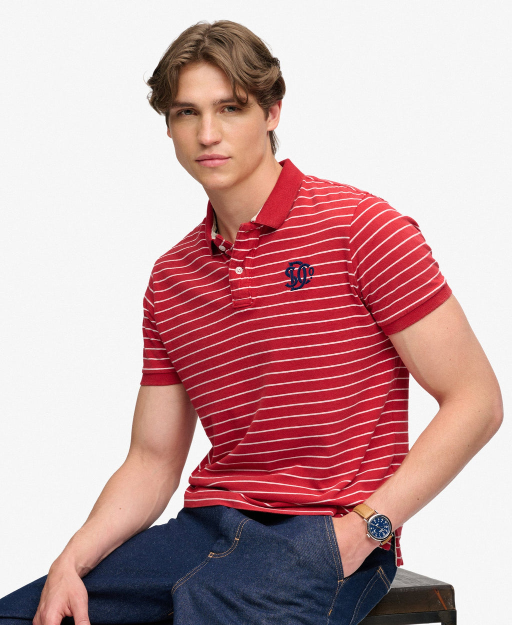 Vintage Stripe Jersey Polo | Red Stripe