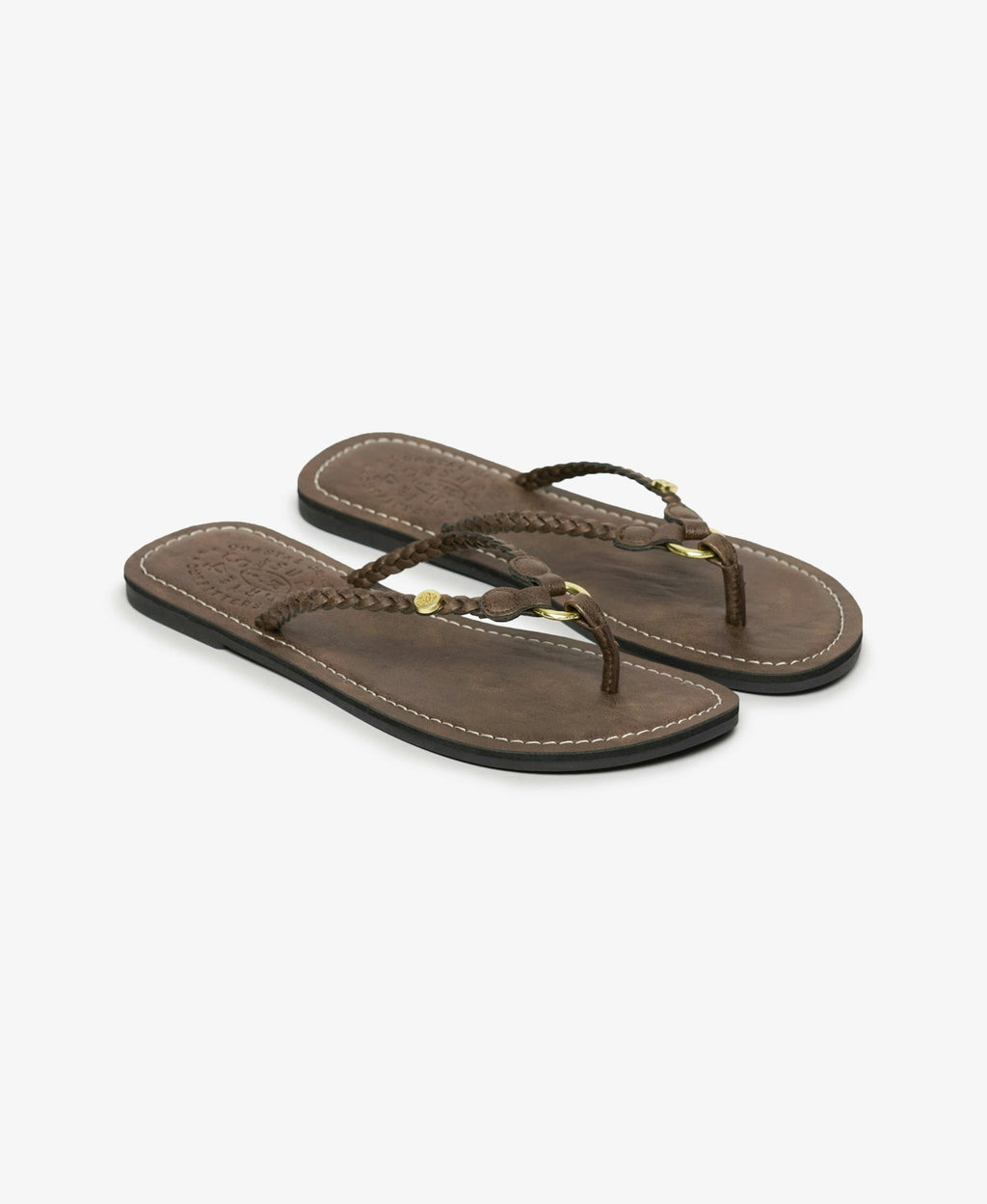 Faux Leather Braided Flip Flop | Fudge Brown