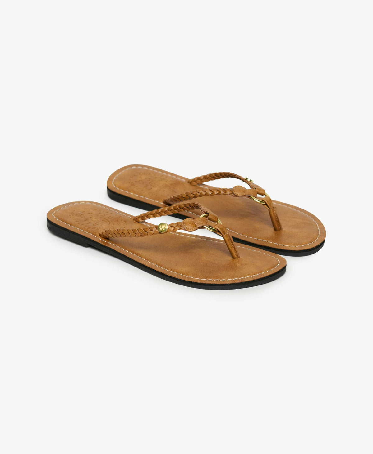 Faux Leather Braided Flip Flop | Argan Oil Brown