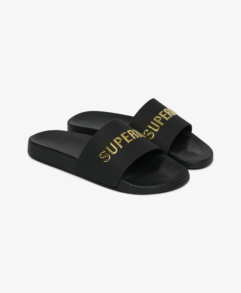 Premium Metallic Pool Slide | Black/Gold