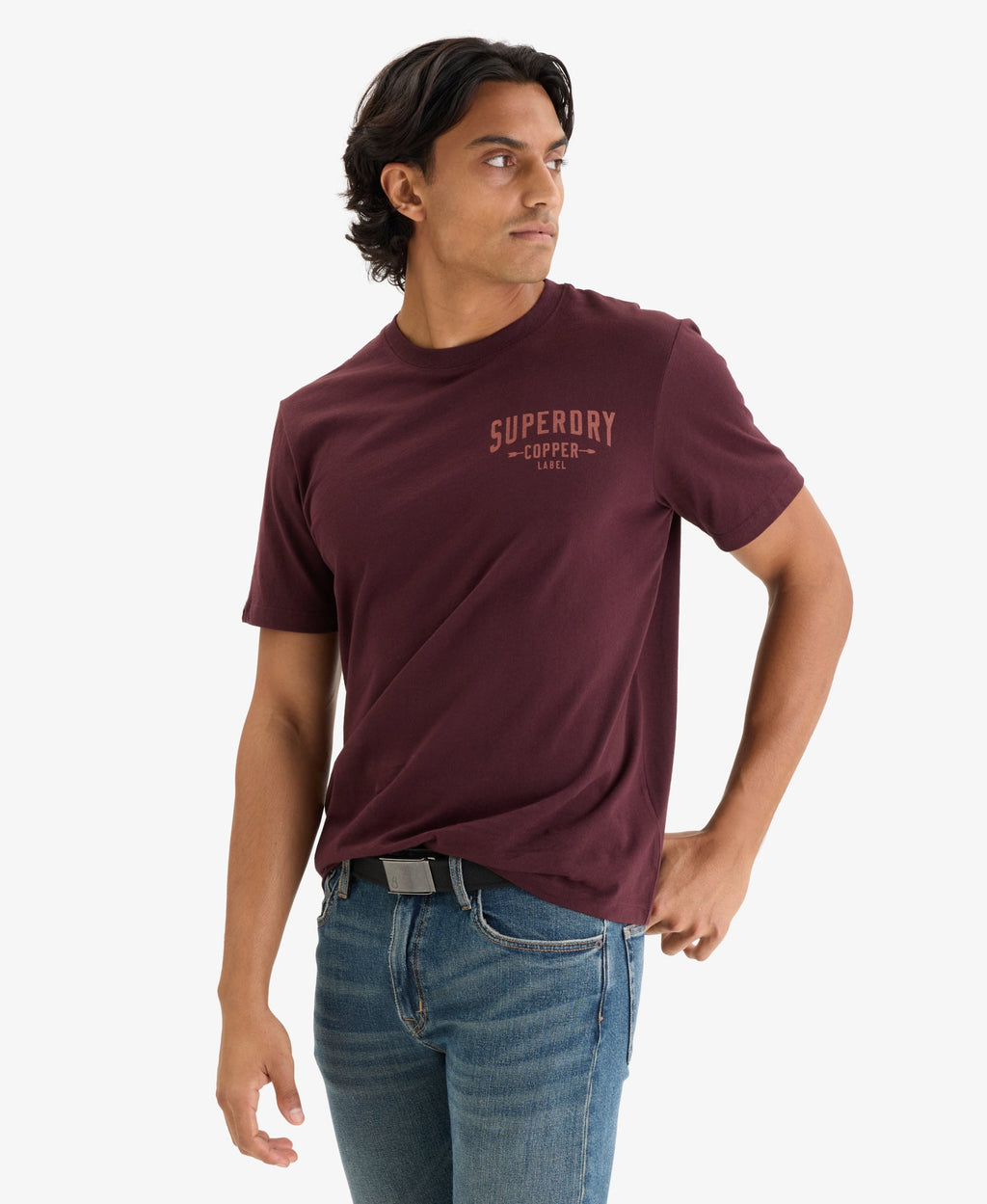 Copper Label Chest Tee | Rich Deep Burgundy