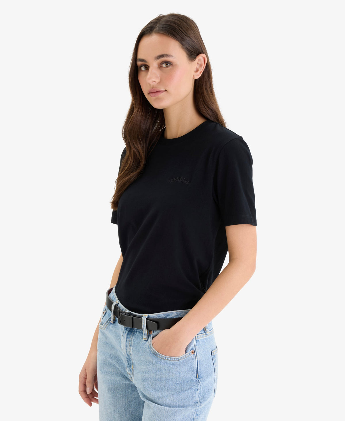 Essential Logo Embroidered Tee | Black