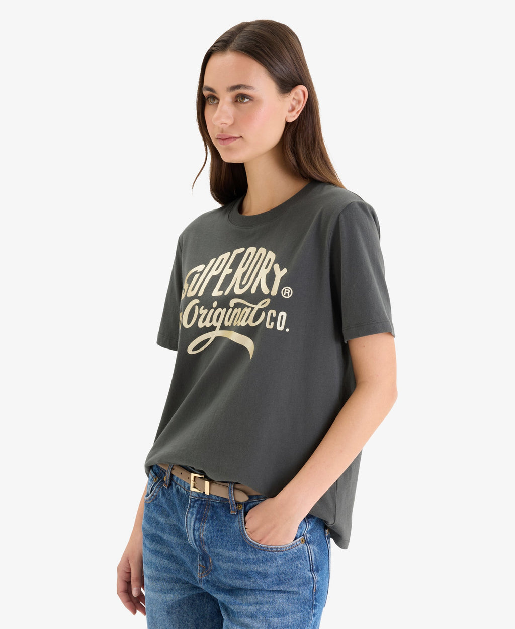 Luxe Metallic Logo Relaxed Tee | Washed Black