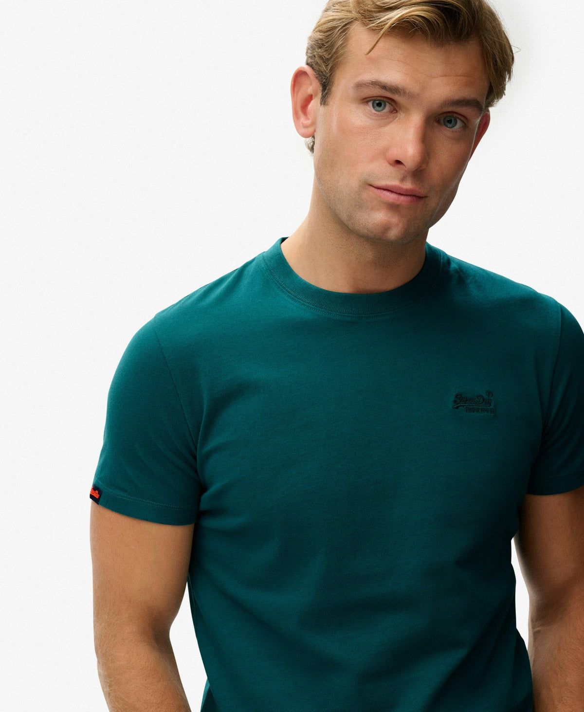 Essential Logo Embroidered Slim Fit Tee | Storm Green