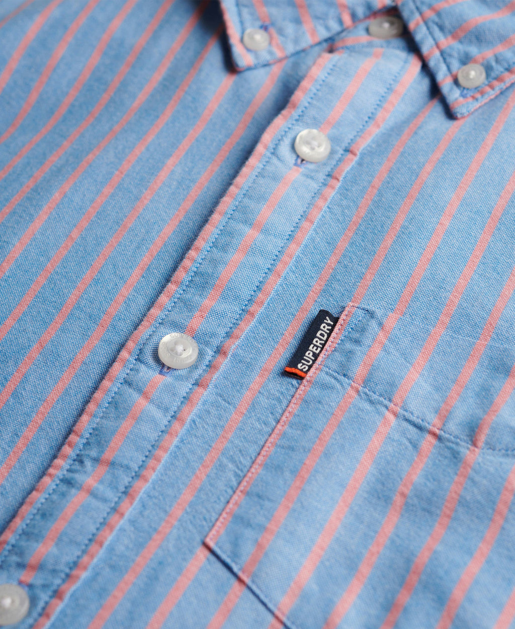 Essentials Oxford Shirt | Blue/Pink Stripe