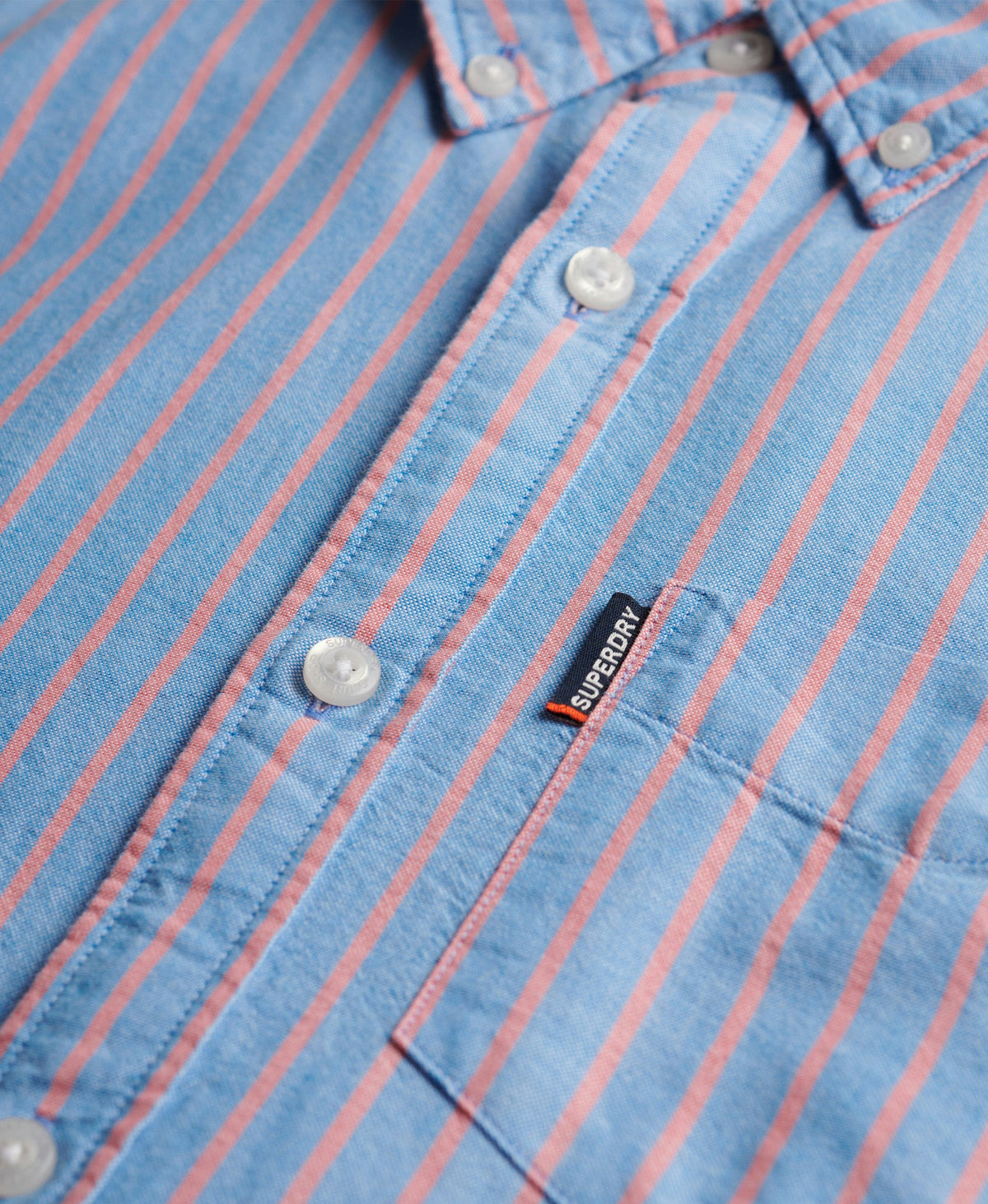 Essentials Oxford Shirt | Blue/Pink Stripe