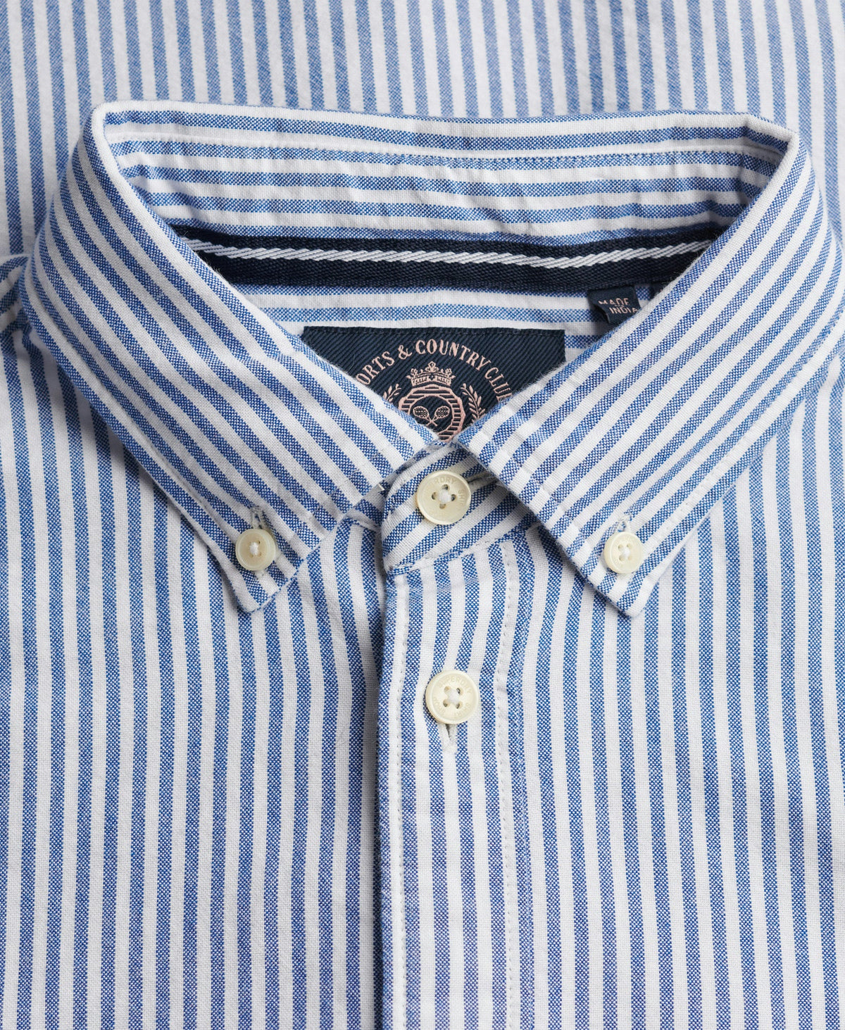 Slim Oxford Long Sleeve Shirt | Azure Blue Stripe Oxford