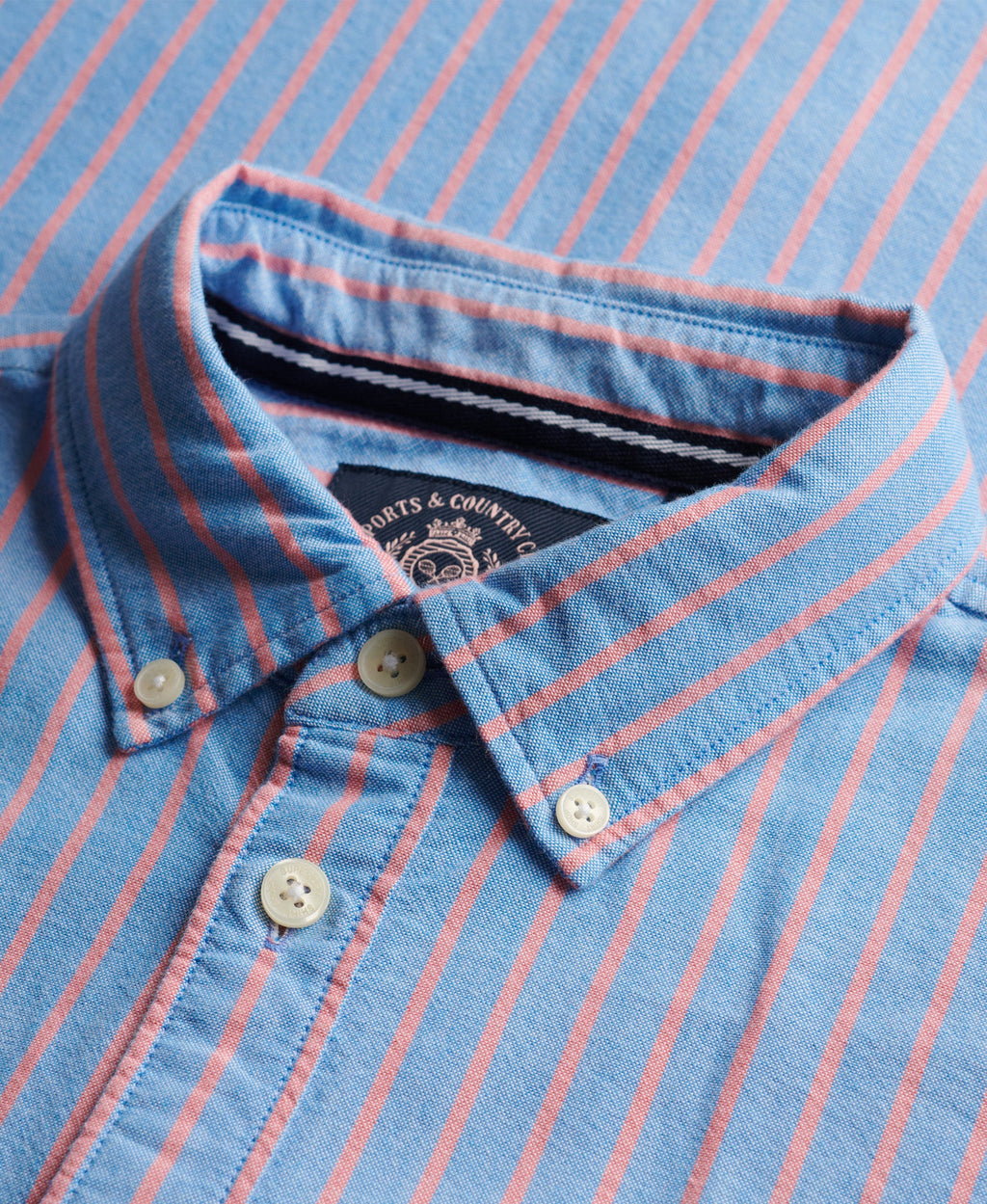 Slim Oxford Long Sleeve Shirt | Blue/Pink Stripe