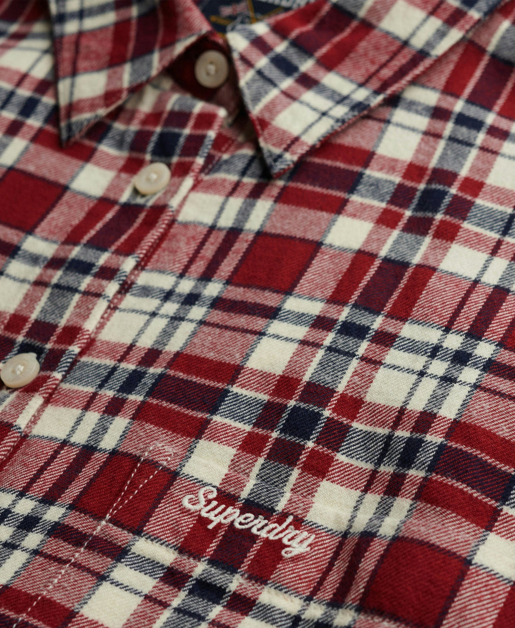 Check Flannel Relaxed Shirt | Bordeaux Red Check