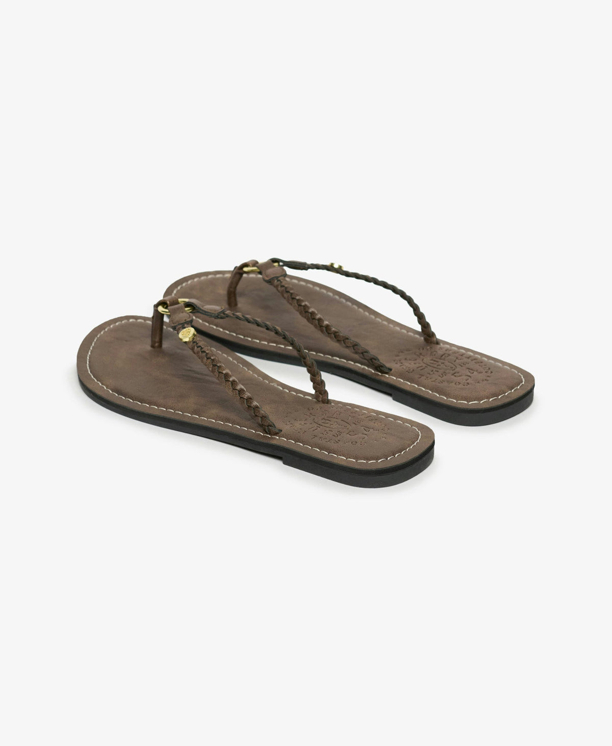 Faux Leather Braided Flip Flop | Fudge Brown