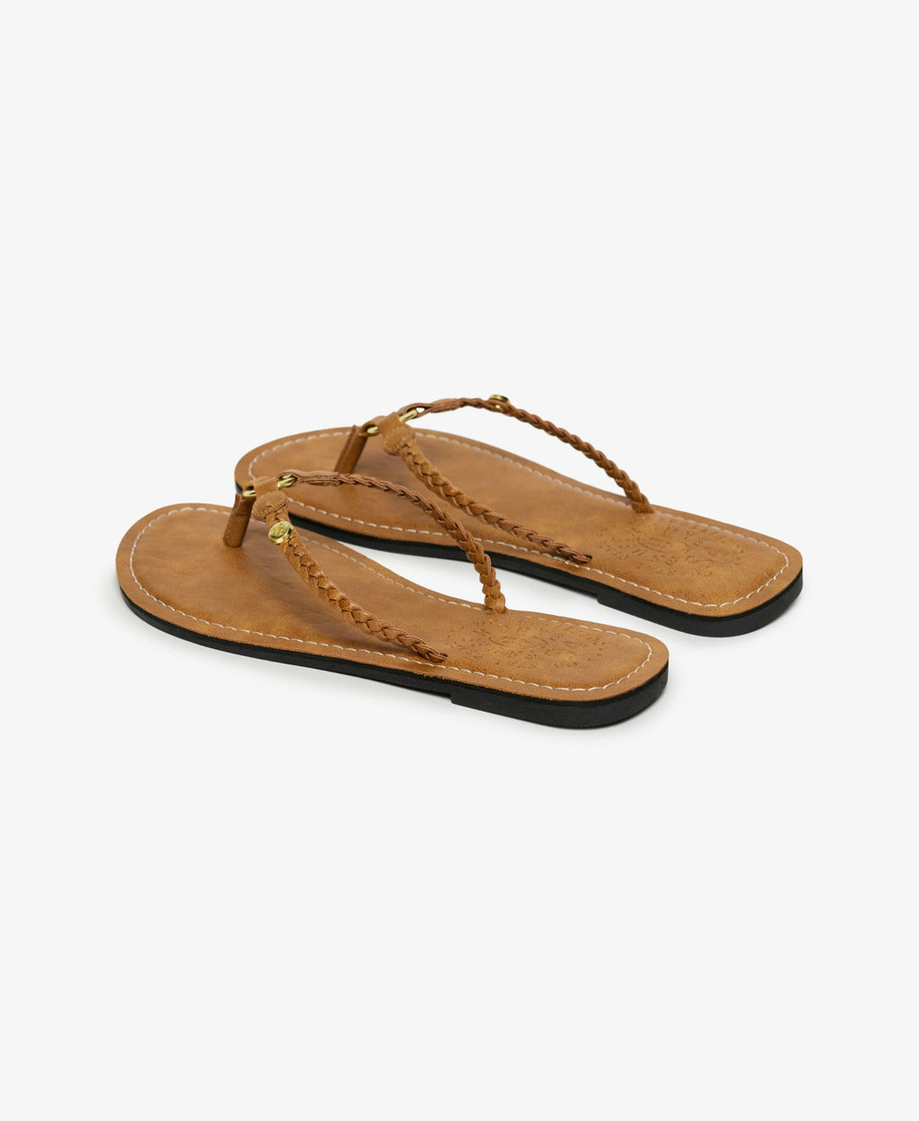 Faux Leather Braided Flip Flop | Argan Oil Brown