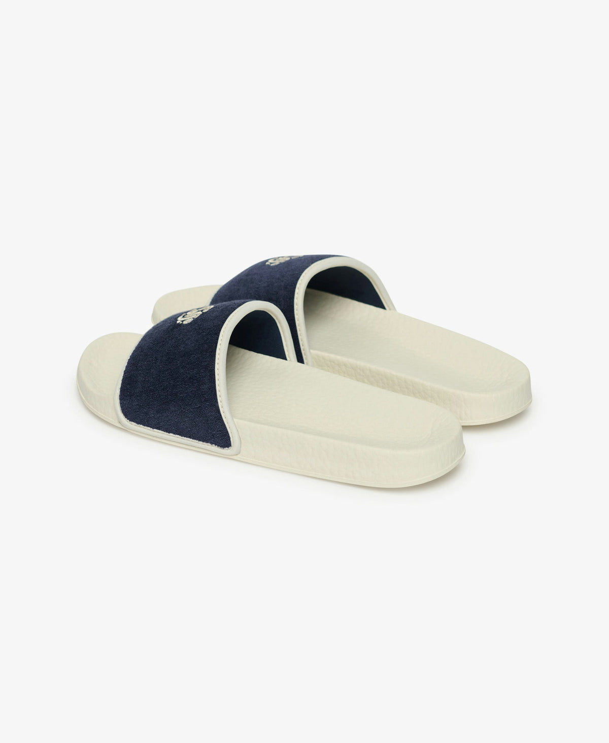 Towelling Pool Slide | Off White/Lauren Navy