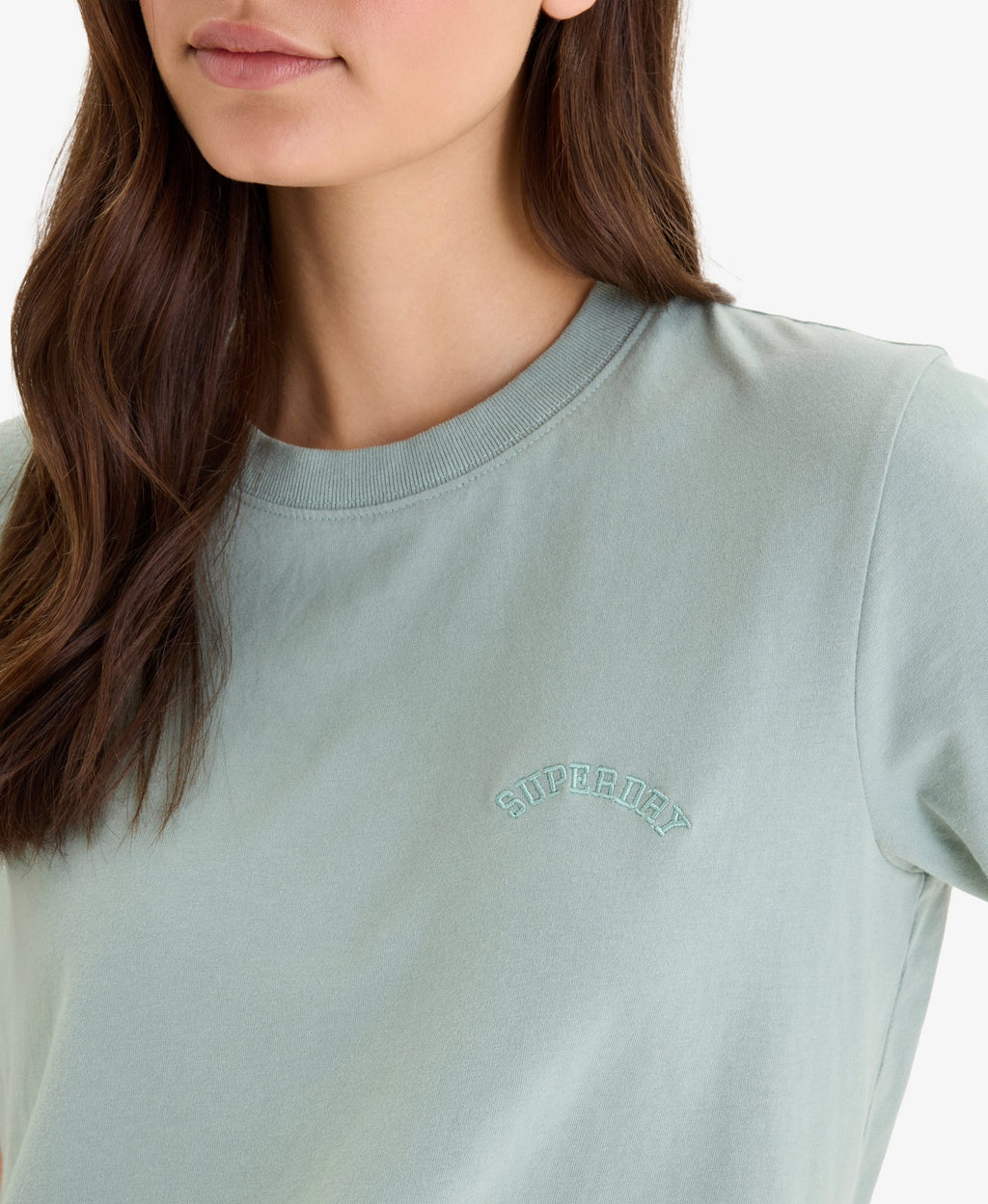 Essential Logo Embroidered Tee | Light Jade Green