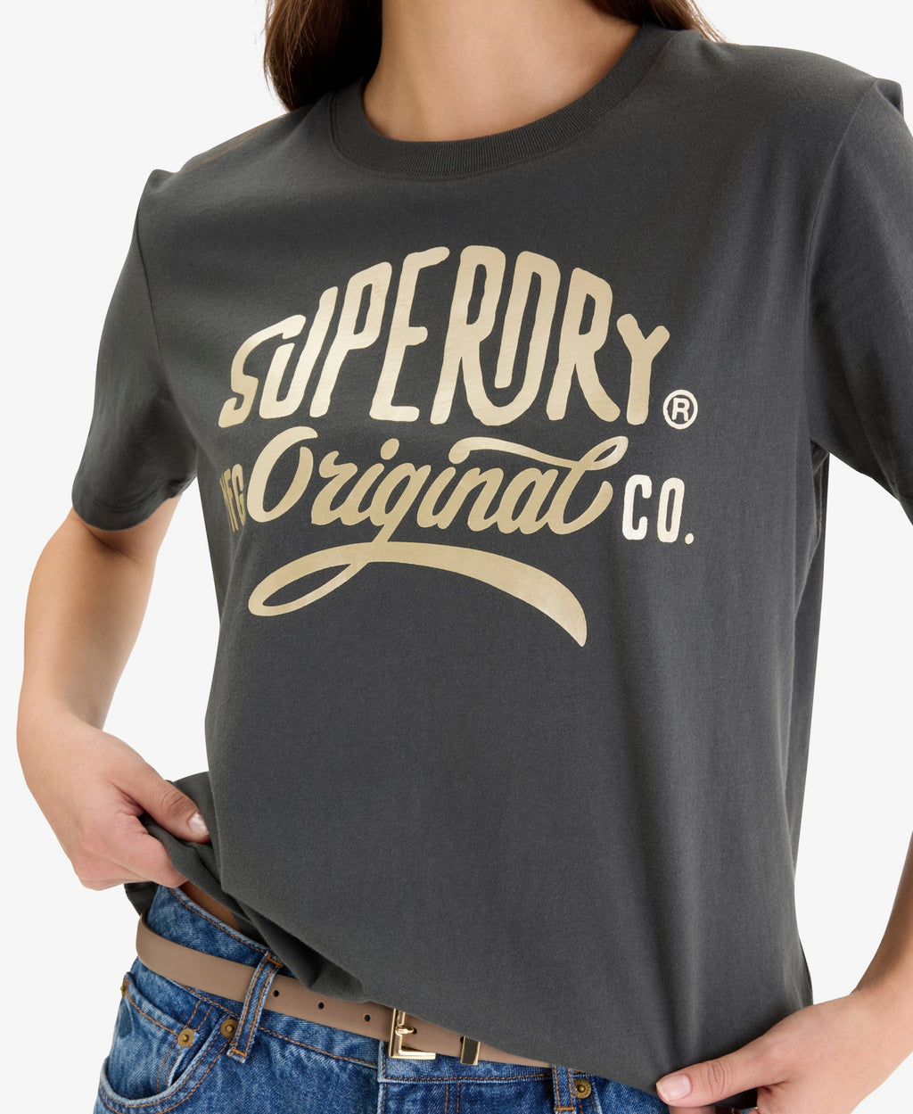 Luxe Metallic Logo Relaxed Tee | Washed Black