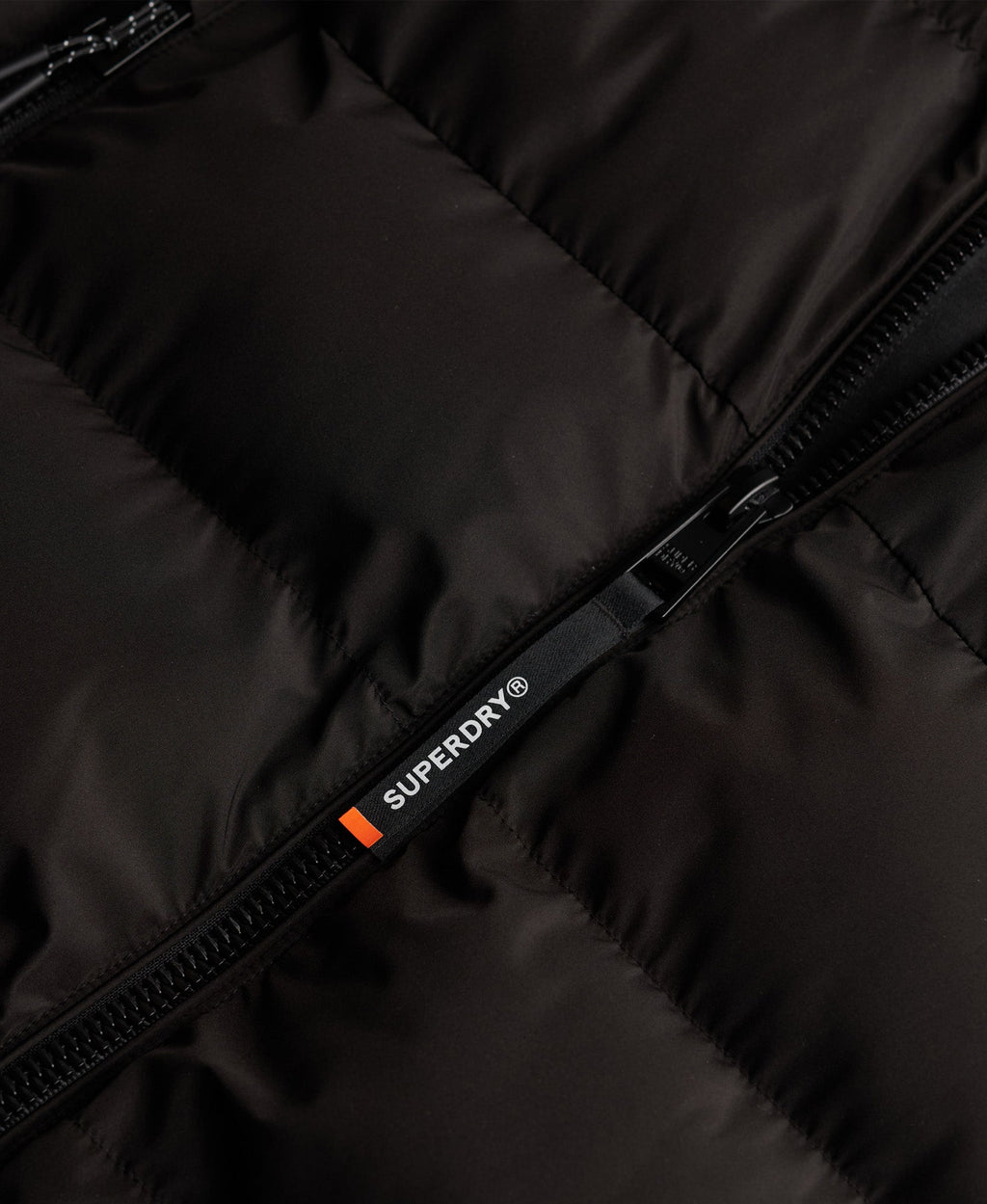 Hooded Sports Puffer Jacket | Black/Black