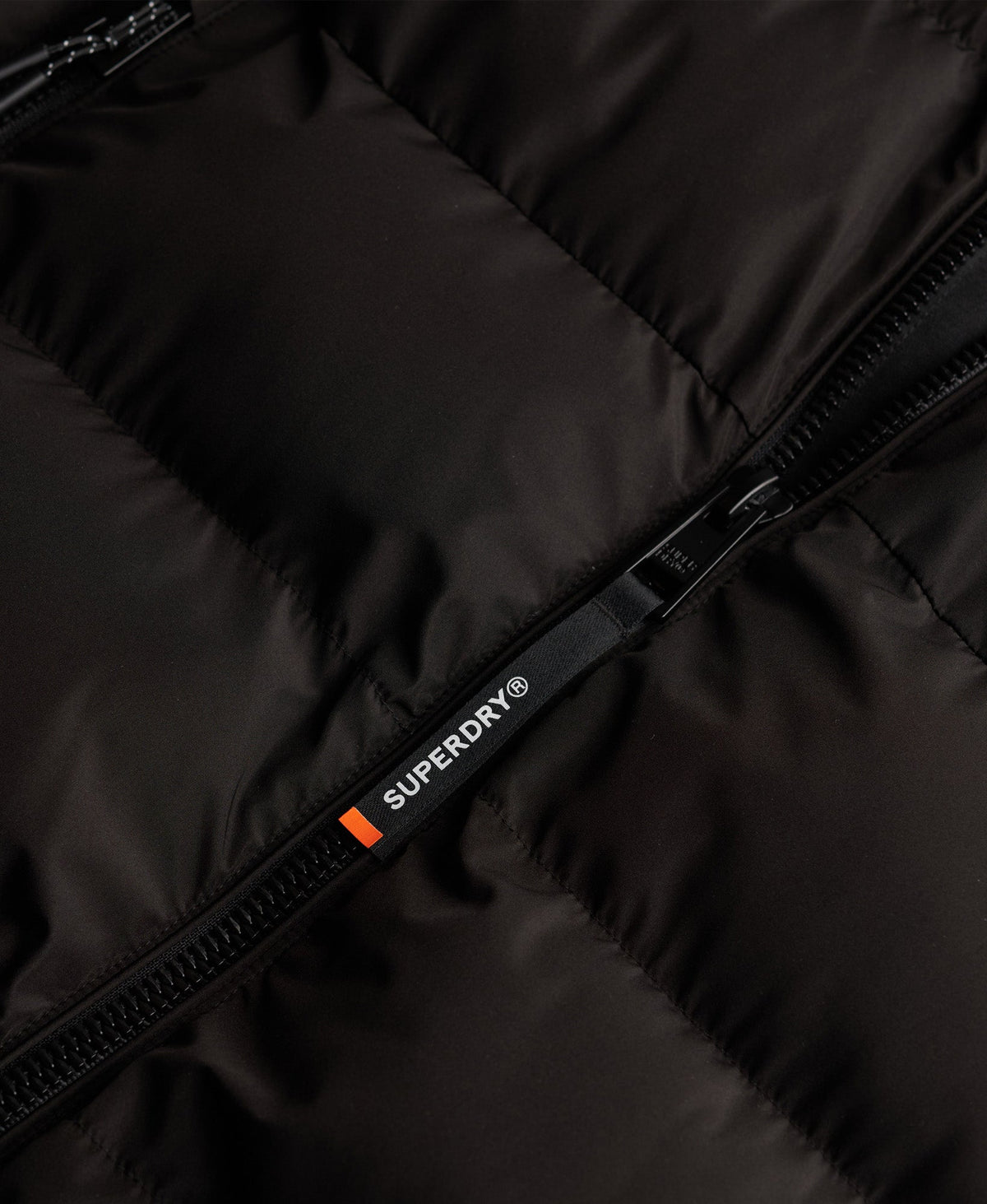 Hooded Sports Puffer Jacket | Black/Black