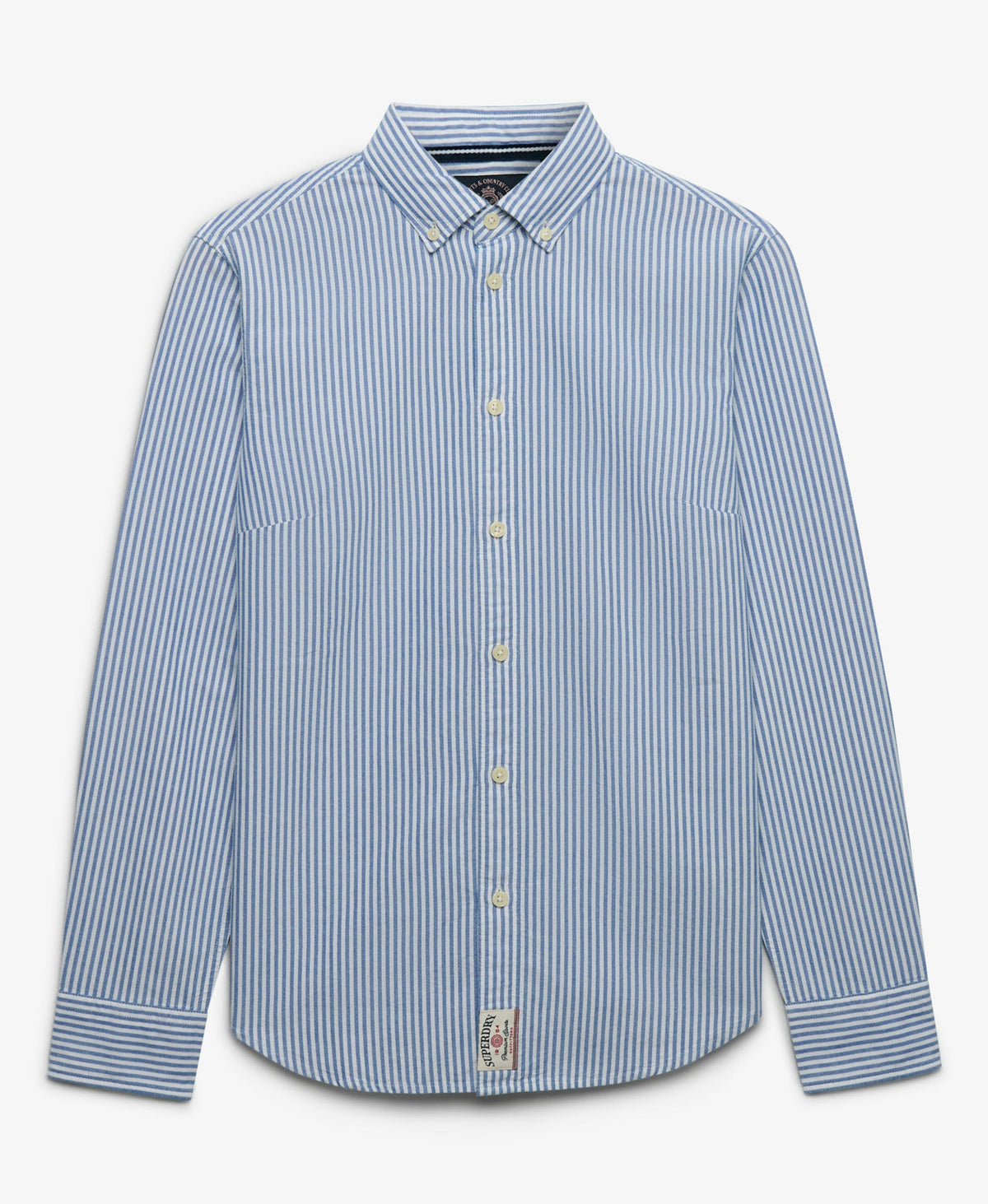 Slim Oxford Long Sleeve Shirt | Azure Blue Stripe Oxford