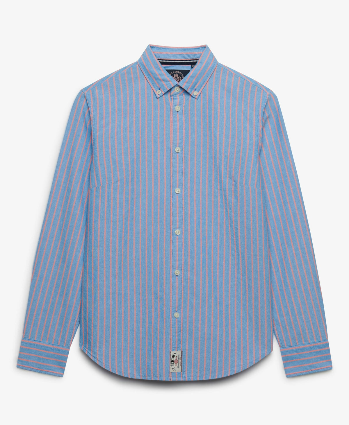 Slim Oxford Long Sleeve Shirt | Blue/Pink Stripe