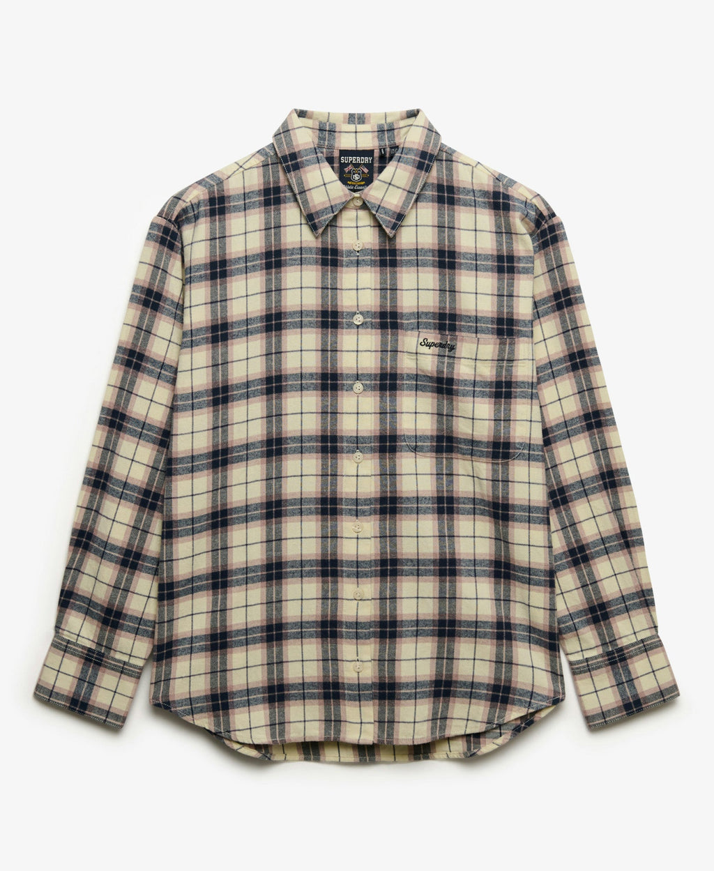 Check Flannel Relaxed Shirt | Off White Mix Check