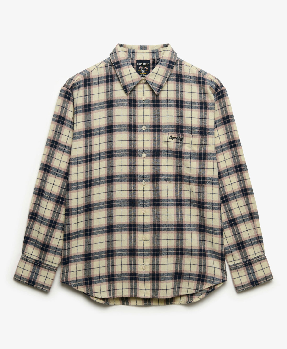 Check Flannel Relaxed Shirt | Off White Mix Check