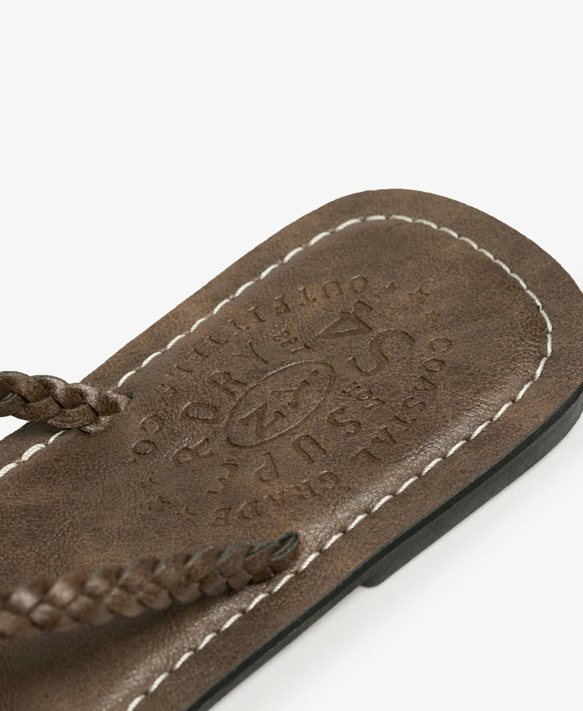 Faux Leather Braided Flip Flop | Fudge Brown