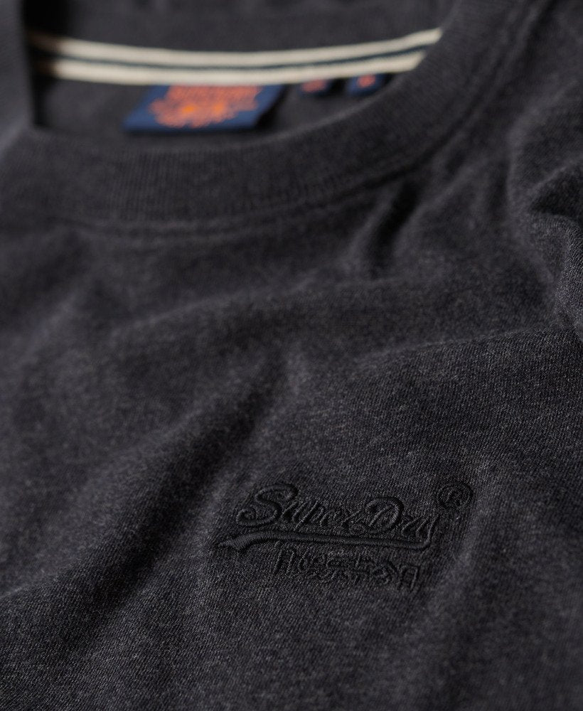 Essential Logo Embroidered Slim Fit Tee | Raven Black Marle