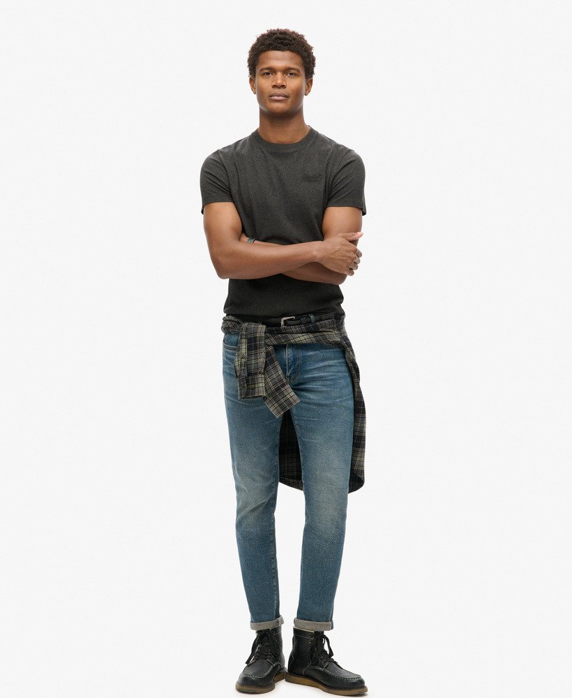 Essential Logo Embroidered Slim Fit Tee | Raven Black Marle